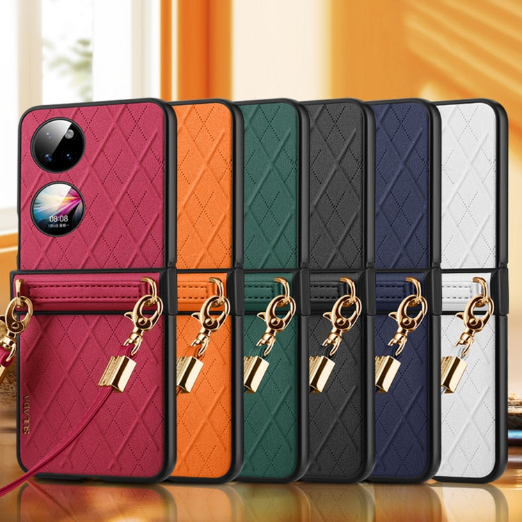 For Huawei P50 Pocket SULADA Elegant Rhombic Texture Folding Phone Case with Lanyard(Red) - free shipping - PMC TechLife - Order now!