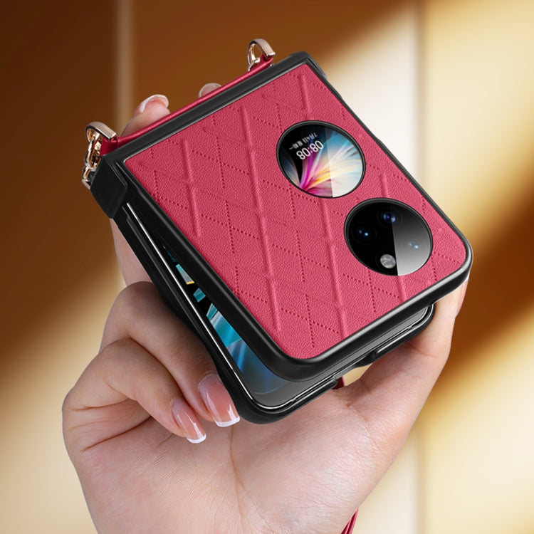 For Huawei P50 Pocket SULADA Elegant Rhombic Texture Folding Phone Case with Lanyard(Red) - free shipping - PMC TechLife - Order now!