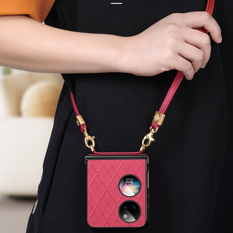 For Huawei P50 Pocket SULADA Elegant Rhombic Texture Folding Phone Case with Lanyard(Red) - free shipping - PMC TechLife - Order now!