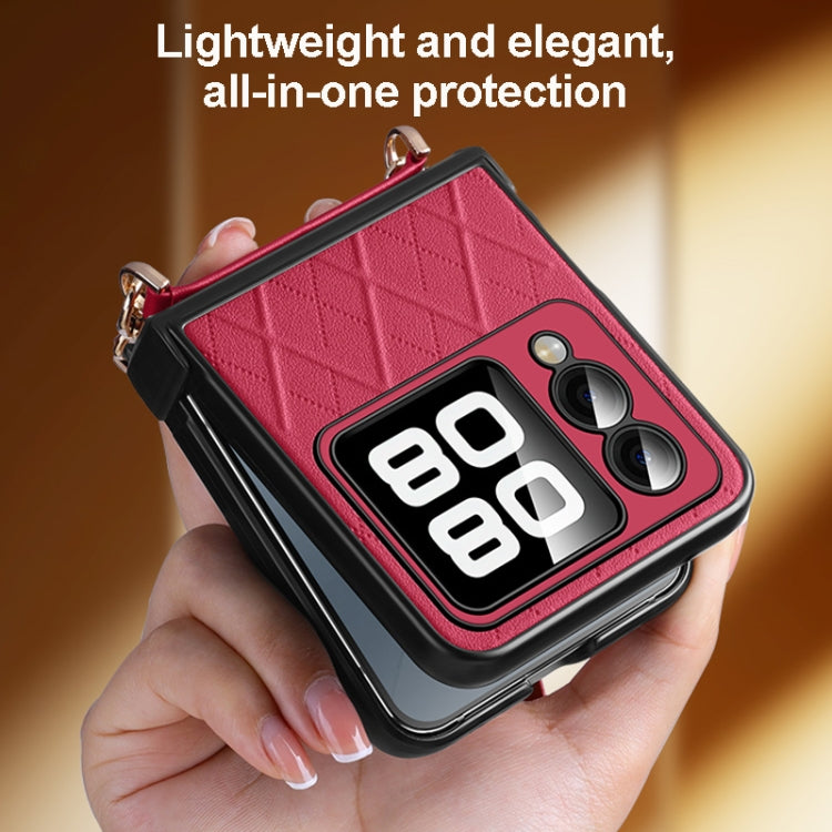 For Huawei nova Flip SULADA Elegant Rhombic Texture Folding Phone Case with Lanyard(Red) - free shipping - PMC TechLife - Order now!
