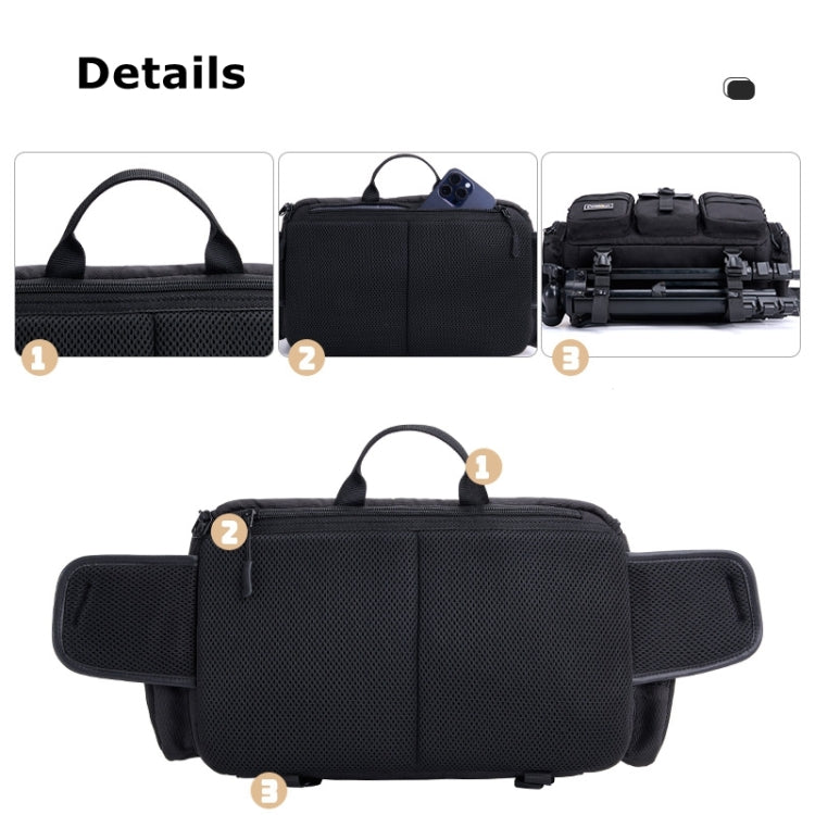 Cwatcun D96 Waist Camera Bag Sling Shoulder Camera Bag, Size:29.5 x 17.5 x 18cm(Black) - free shipping - PMC TechLife - Order now!