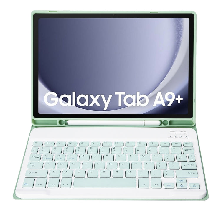 For Samsung Galaxy Tab A9+ X210/X215/X215 A09B Candy Color TPU Bluetooth Keyboard Leather Tablet Case with Pen Holder(Light Green) - Samsung Keyboard by PMC TechLife | Online Shopping South Africa | PMC TechLife
