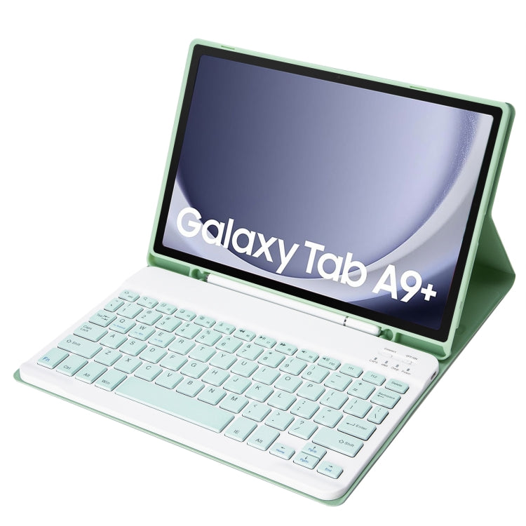 For Samsung Galaxy Tab A9+ X210/X215/X215 A09B Candy Color TPU Bluetooth Keyboard Leather Tablet Case with Pen Holder(Light Green) - Samsung Keyboard by PMC TechLife | Online Shopping South Africa | PMC TechLife