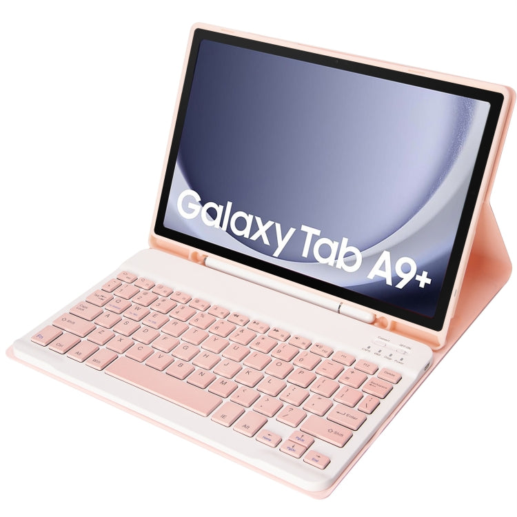 For Samsung Galaxy Tab A9+ X210/X215/X215 A09B Candy Color TPU Bluetooth Keyboard Leather Tablet Case with Pen Holder(Pink) - free shipping - PMC TechLife - Order now!