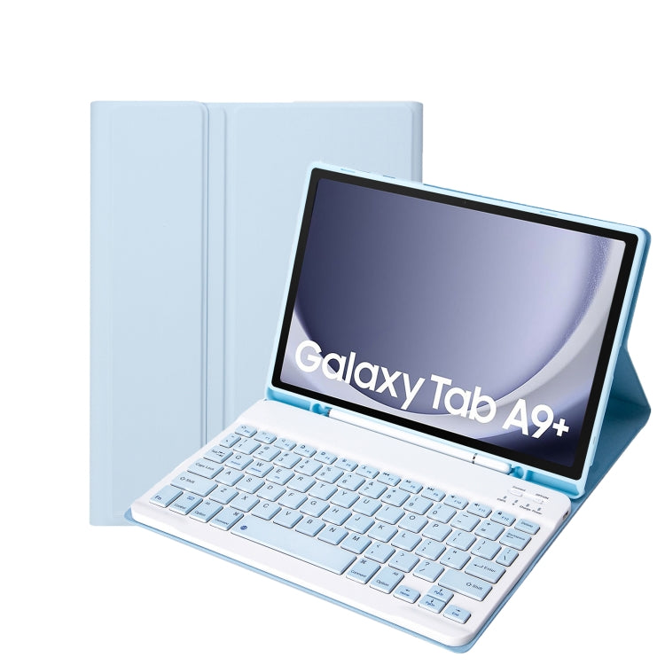 For Samsung Galaxy Tab A9+ X210/X215/X215 A09B Candy Color TPU Bluetooth Keyboard Leather Tablet Case with Pen Holder(Ice Blue) - free shipping - PMC TechLife - Order now!
