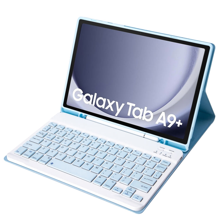 For Samsung Galaxy Tab A9+ X210/X215/X215 A09B Candy Color TPU Bluetooth Keyboard Leather Tablet Case with Pen Holder(Ice Blue) - free shipping - PMC TechLife - Order now!