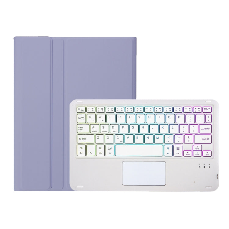 For Samsung Galaxy Tab A9+ X210/X215/X215 A09B-AS Candy Color Touch Backlight Bluetooth Keyboard Leather Tablet Case with Pen Holder(Purple) - Samsung Keyboard by PMC TechLife | Online Shopping South Africa | PMC TechLife