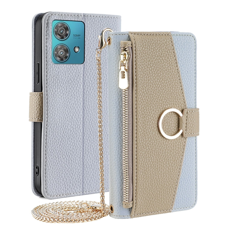 For Motorola Edge 40 Neo 5G Crossbody Litchi Texture Leather Phone Case(Blue) - Motorola Cases by PMC TechLife | Online Shopping South Africa | PMC TechLife | Buy Now Pay Later Mobicred