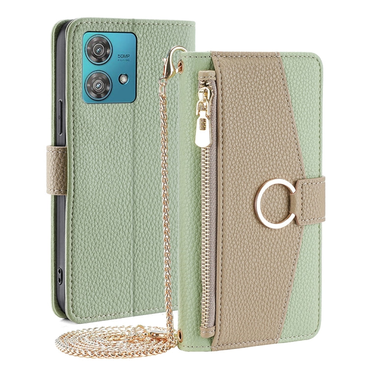 For Motorola Edge 40 Neo 5G Crossbody Litchi Texture Leather Phone Case(Green) - Motorola Cases by PMC TechLife | Online Shopping South Africa | PMC TechLife | Buy Now Pay Later Mobicred