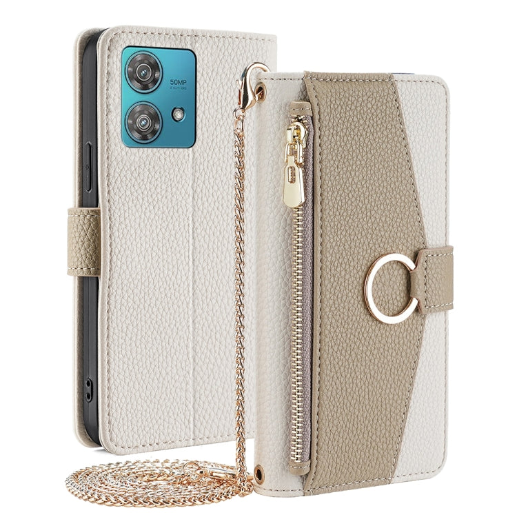 For Motorola Edge 40 Neo 5G Crossbody Litchi Texture Leather Phone Case(White) - Motorola Cases by PMC TechLife | Online Shopping South Africa | PMC TechLife | Buy Now Pay Later Mobicred