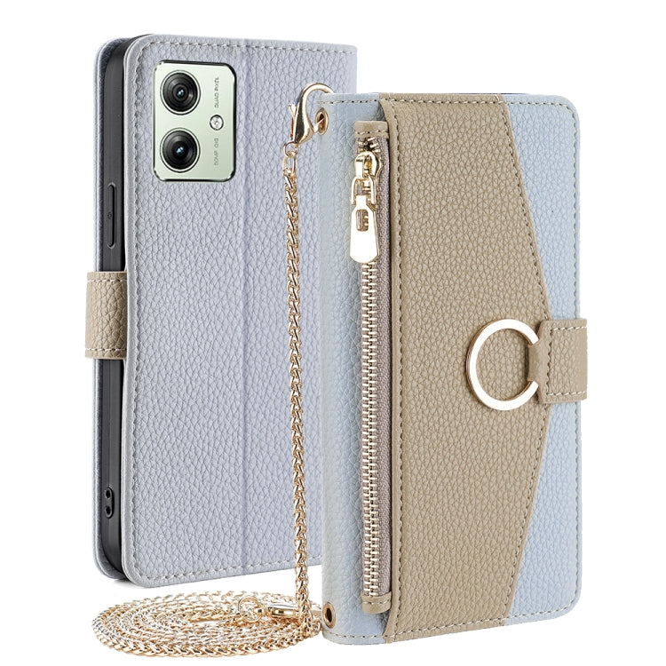 For Motorola Moto G54 5G EU Version Crossbody Litchi Texture Leather Phone Case(Blue) - Motorola Cases by PMC TechLife | Online Shopping South Africa | PMC TechLife | Buy Now Pay Later Mobicred
