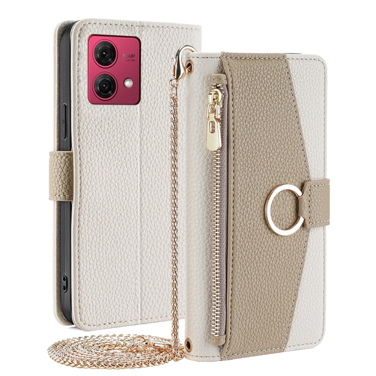 For Motorola Moto G84 5G Crossbody Litchi Texture Leather Phone Case(White) - Motorola Cases by PMC TechLife | Online Shopping South Africa | PMC TechLife | Buy Now Pay Later Mobicred