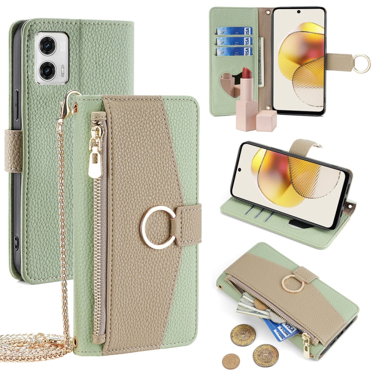 For Motorola Moto G73 5G Crossbody Litchi Texture Leather Phone Case(Green) - Motorola Cases by PMC TechLife | Online Shopping South Africa | PMC TechLife | Buy Now Pay Later Mobicred