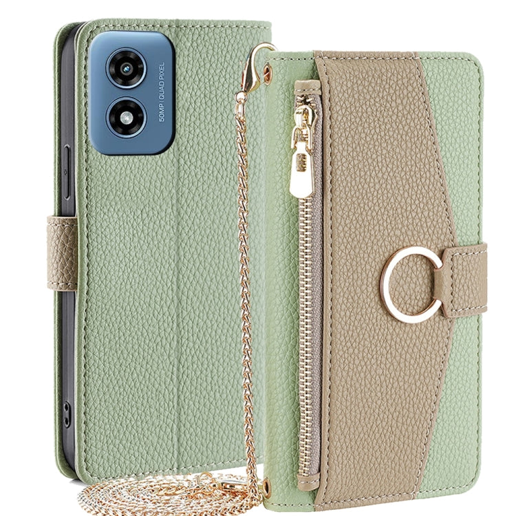 For Motorola Moto G Play 4G 2024 Crossbody Litchi Texture Leather Phone Case(Green) - Motorola Cases by PMC Jewellery | Online Shopping South Africa | PMC Jewellery | Buy Now Pay Later Mobicred