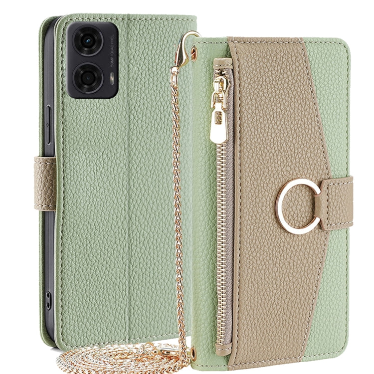 For Motorola Moto G24 4G Crossbody Litchi Texture Leather Phone Case(Green) - Motorola Cases by PMC TechLife | Online Shopping South Africa | PMC TechLife | Buy Now Pay Later Mobicred