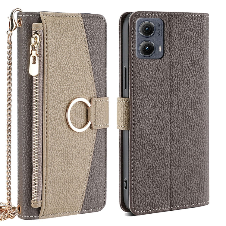 For Motorola Edge 5G 2024 Crossbody Litchi Texture Leather Phone Case(Grey) - Motorola Cases by PMC Jewellery | Online Shopping South Africa | PMC Jewellery | Buy Now Pay Later Mobicred