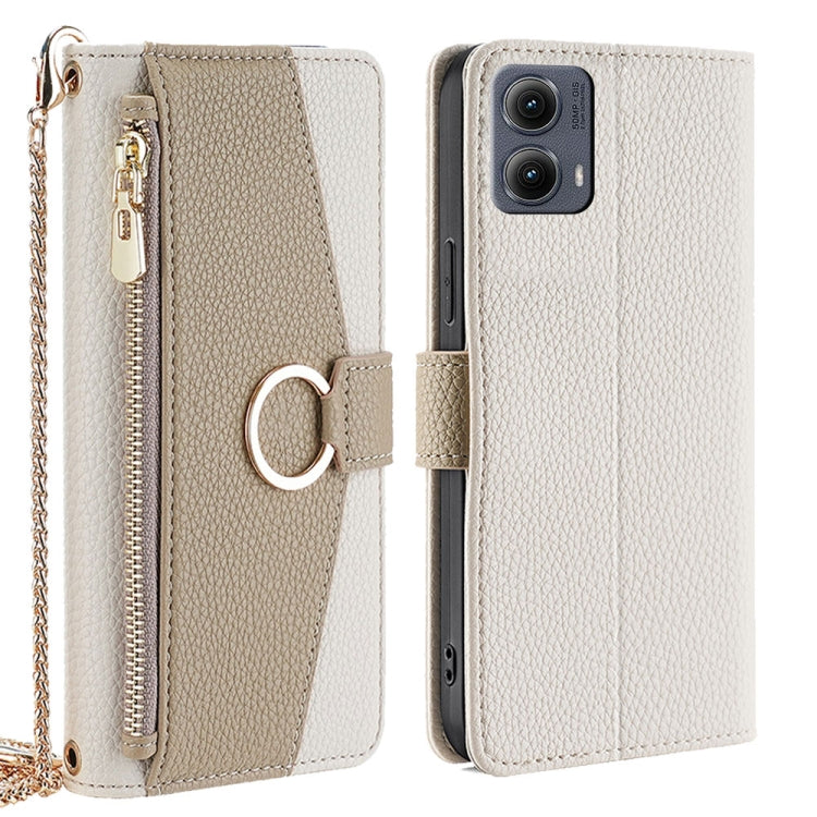 For Motorola Edge 5G 2024 Crossbody Litchi Texture Leather Phone Case(White) - Motorola Cases by PMC Jewellery | Online Shopping South Africa | PMC Jewellery | Buy Now Pay Later Mobicred