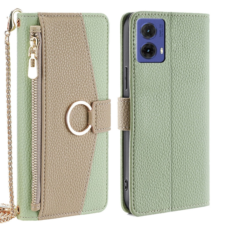 For Motorola Moto G85 5G Crossbody Litchi Texture Leather Phone Case(Green) - Motorola Cases by PMC TechLife | Online Shopping South Africa | PMC TechLife | Buy Now Pay Later Mobicred