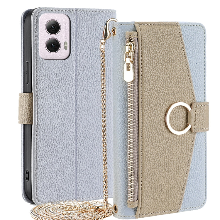 For Motorola Moto G Power 5G 2024 Crossbody Litchi Texture Leather Phone Case(Blue) - Motorola Cases by PMC TechLife | Online Shopping South Africa | PMC TechLife | Buy Now Pay Later Mobicred