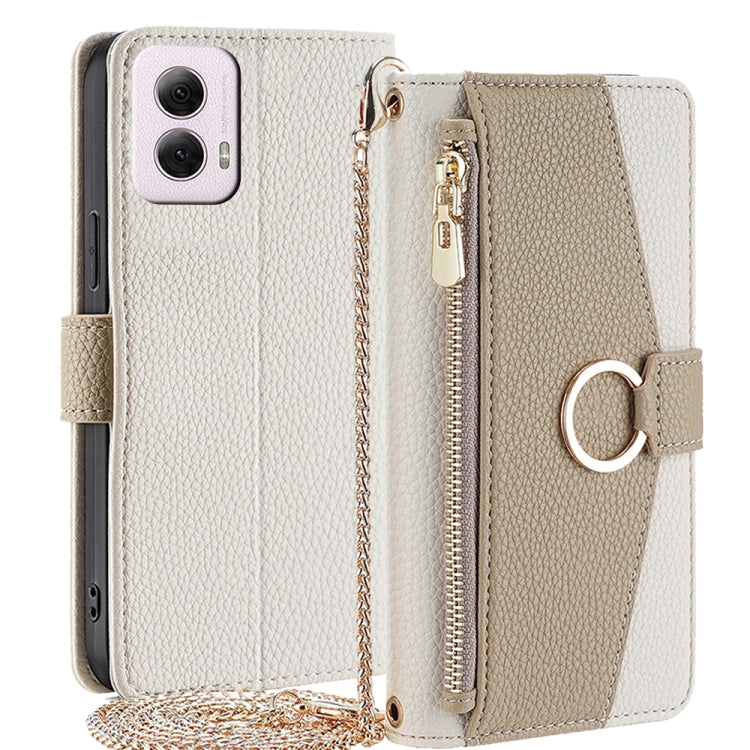 For Motorola Moto G Power 5G 2024 Crossbody Litchi Texture Leather Phone Case(White) - Motorola Cases by PMC TechLife | Online Shopping South Africa | PMC TechLife | Buy Now Pay Later Mobicred