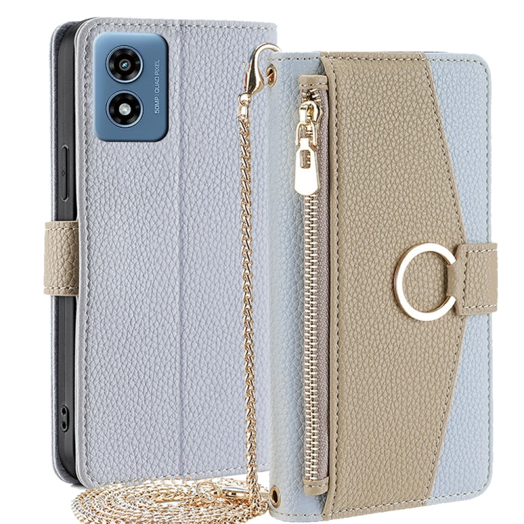 For Motorola Moto G 5G 2024 Crossbody Litchi Texture Leather Phone Case(Blue) - Motorola Cases by PMC TechLife | Online Shopping South Africa | PMC TechLife | Buy Now Pay Later Mobicred