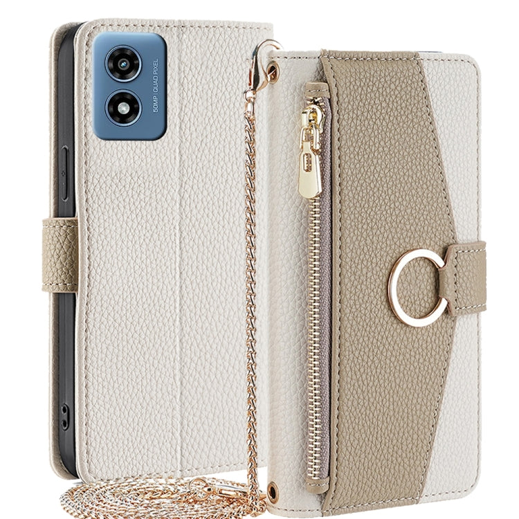 For Motorola Moto G 5G 2024 Crossbody Litchi Texture Leather Phone Case(White) - Motorola Cases by PMC TechLife | Online Shopping South Africa | PMC TechLife | Buy Now Pay Later Mobicred