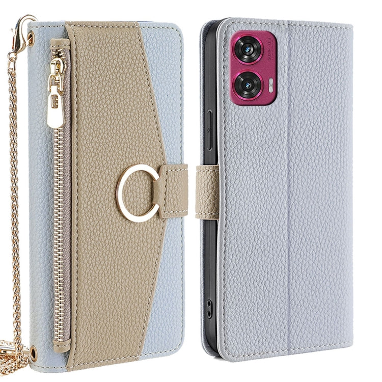 For Motorola Edge 50 Fusion 5G Crossbody Litchi Texture Leather Phone Case(Blue) - Motorola Cases by PMC TechLife | Online Shopping South Africa | PMC TechLife | Buy Now Pay Later Mobicred
