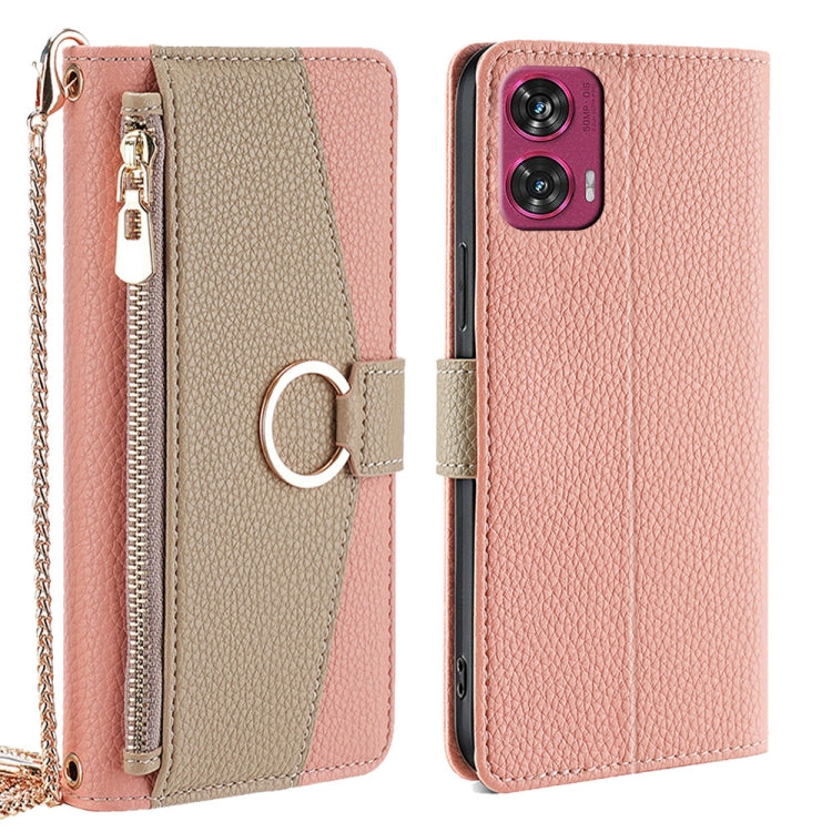 For Motorola Edge 50 Fusion 5G Crossbody Litchi Texture Leather Phone Case(Pink) - Motorola Cases by PMC TechLife | Online Shopping South Africa | PMC TechLife | Buy Now Pay Later Mobicred