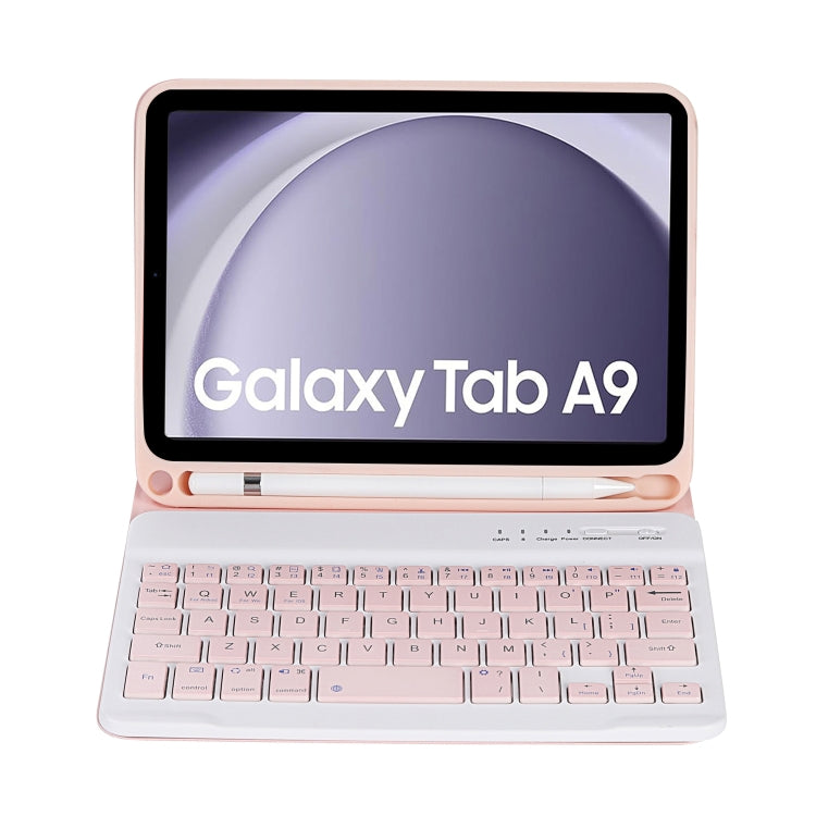For Samsung Galaxy Tab A9 X110/X115 A221B Candy Color TPU Bluetooth Keyboard Leather Tablet Case with Pen Holder(Pink) - Samsung Keyboard by PMC TechLife | Online Shopping South Africa | PMC TechLife