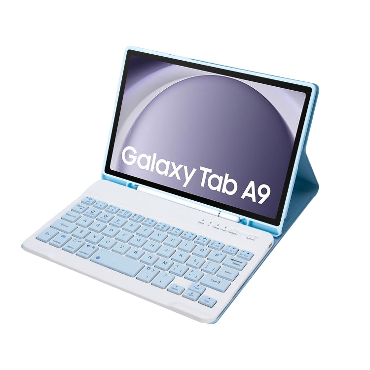 For Samsung Galaxy Tab A9 X110/X115 A221B Candy Color TPU Bluetooth Keyboard Leather Tablet Case with Pen Holder(Ice Blue) - free shipping - PMC TechLife - Order now!