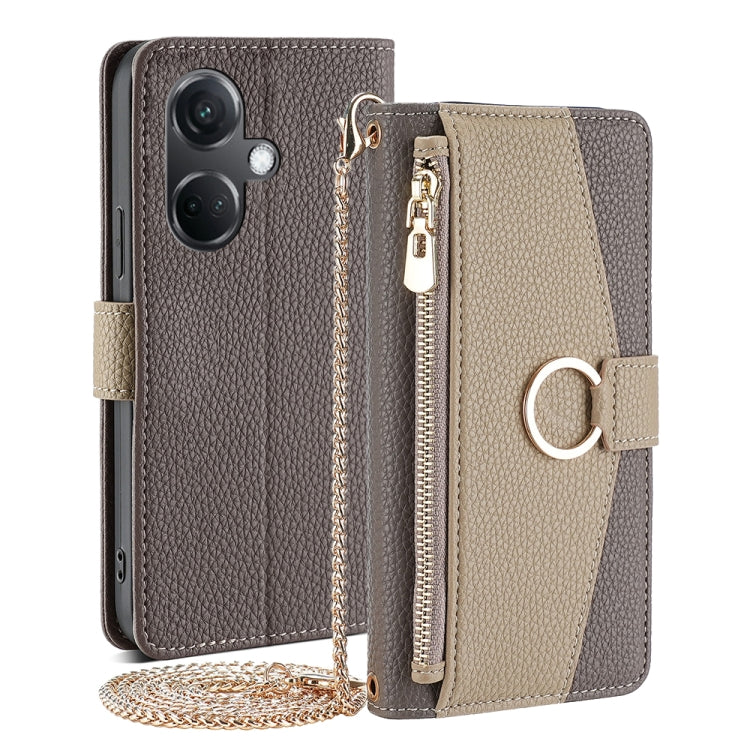 For OnePlus Nord CE3 5G Crossbody Litchi Texture Leather Phone Case(Grey) - OnePlus Cases by PMC TechLife | Online Shopping South Africa | PMC TechLife | Buy Now Pay Later Mobicred