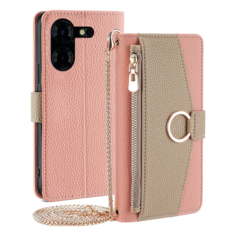 For Tecno Pova 5 Pro Crossbody Litchi Texture Leather Phone Case(Pink) - Tecno Cases by PMC TechLife | Online Shopping South Africa | PMC TechLife | Buy Now Pay Later Mobicred