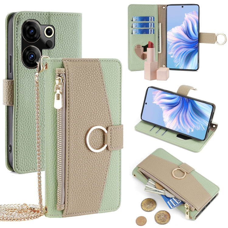 For Tecno Camon 20 Premier 5G Crossbody Litchi Texture Leather Phone Case(Green) - Tecno Cases by PMC TechLife | Online Shopping South Africa | PMC TechLife | Buy Now Pay Later Mobicred