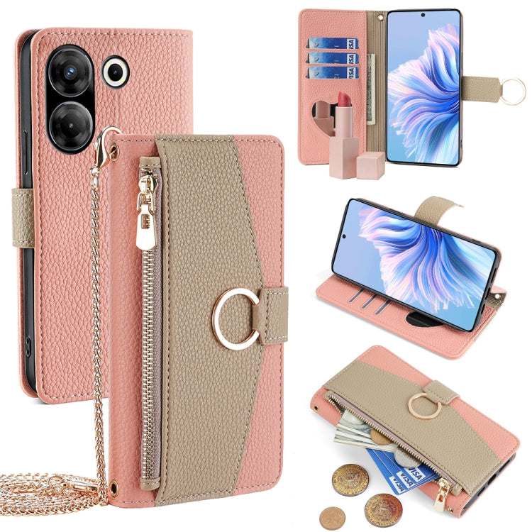 For Tecno Camon 20 Pro 5G Crossbody Litchi Texture Leather Phone Case(Pink) - Tecno Cases by PMC TechLife | Online Shopping South Africa | PMC TechLife | Buy Now Pay Later Mobicred