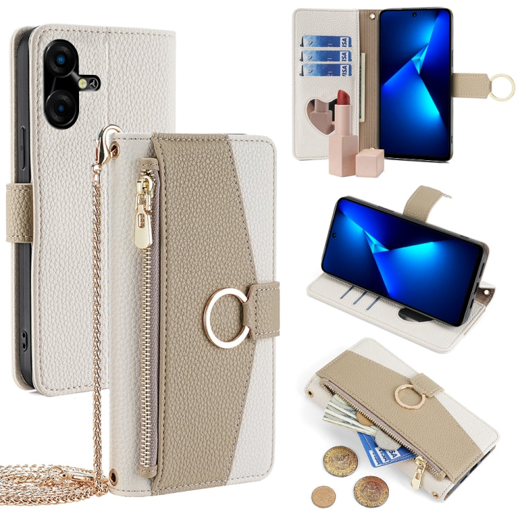 For Tecno Pova Neo 3 Crossbody Litchi Texture Leather Phone Case(White) - Tecno Cases by PMC TechLife | Online Shopping South Africa | PMC TechLife | Buy Now Pay Later Mobicred