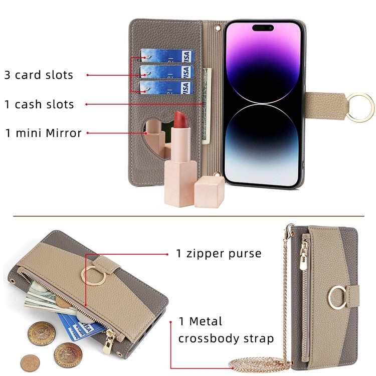 For Xiaomi Redmi Note 13 4G Crossbody Litchi Texture Leather Phone Case(Grey) - Note 13 Cases by PMC TechLife | Online Shopping South Africa | PMC TechLife | Buy Now Pay Later Mobicred