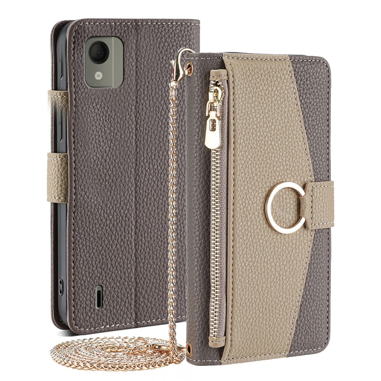 For Nokia C110 4G Crossbody Litchi Texture Leather Phone Case(Grey) - Nokia Cases by PMC TechLife | Online Shopping South Africa | PMC TechLife | Buy Now Pay Later Mobicred