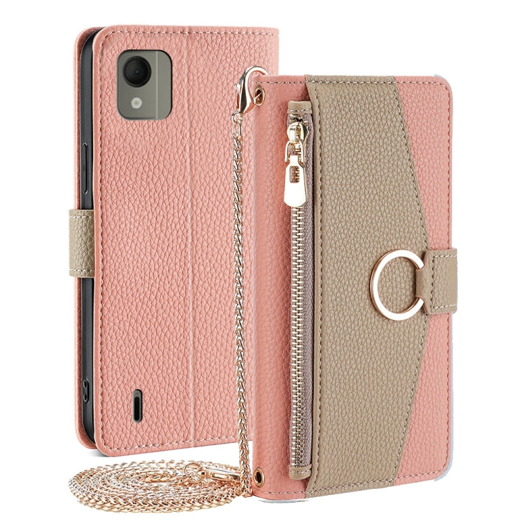 For Nokia C110 4G Crossbody Litchi Texture Leather Phone Case(Pink) - Nokia Cases by PMC TechLife | Online Shopping South Africa | PMC TechLife | Buy Now Pay Later Mobicred