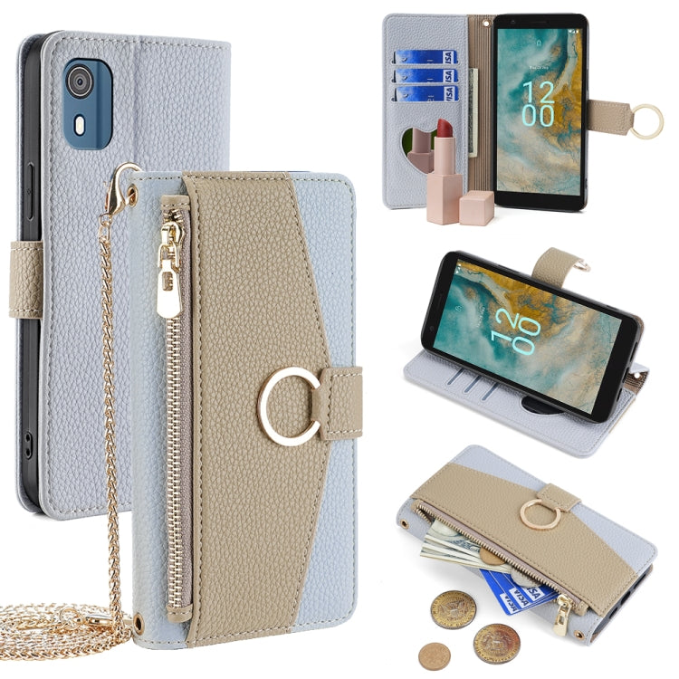 For Nokia C02 TA-1522 Crossbody Litchi Texture Leather Phone Case(Blue) - Nokia Cases by PMC TechLife | Online Shopping South Africa | PMC TechLife | Buy Now Pay Later Mobicred