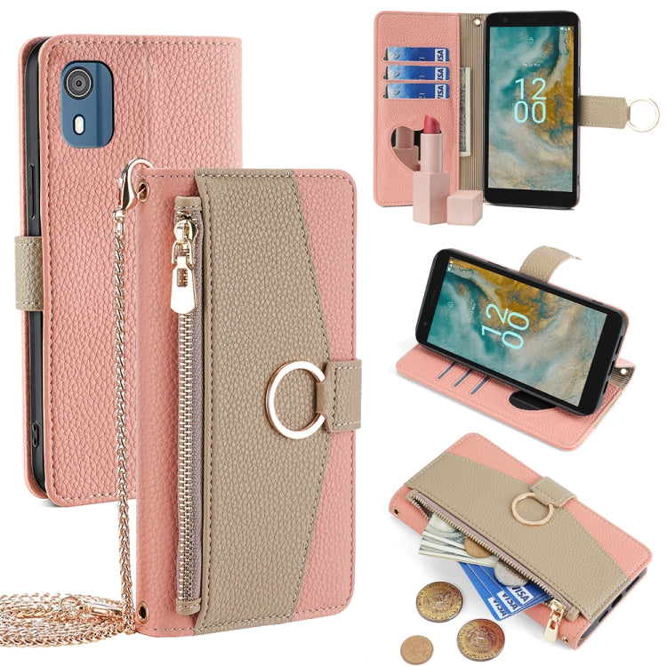 For Nokia C02 TA-1522 Crossbody Litchi Texture Leather Phone Case(Pink) - Nokia Cases by PMC TechLife | Online Shopping South Africa | PMC TechLife | Buy Now Pay Later Mobicred