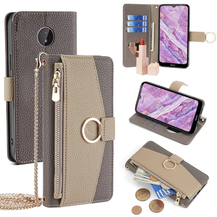 For Nokia C10 / C20 Crossbody Litchi Texture Leather Phone Case(Grey) - Nokia Cases by PMC TechLife | Online Shopping South Africa | PMC TechLife | Buy Now Pay Later Mobicred