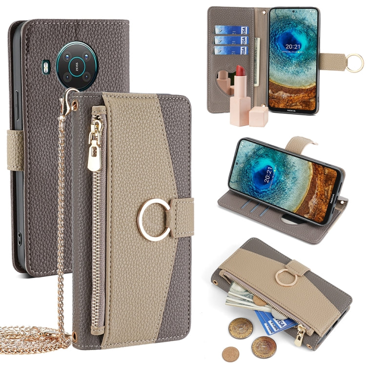 For Nokia X10 / X20 Crossbody Litchi Texture Leather Phone Case(Grey) - Nokia Cases by PMC TechLife | Online Shopping South Africa | PMC TechLife | Buy Now Pay Later Mobicred