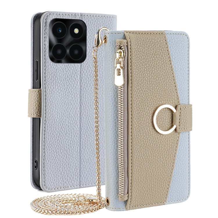 For Honor X6a 4G Crossbody Litchi Texture Leather Phone Case(Blue) - Honor Cases by PMC TechLife | Online Shopping South Africa | PMC TechLife | Buy Now Pay Later Mobicred