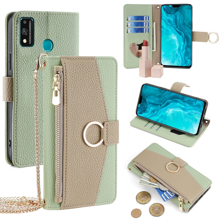 For Honor 9X Lite Crossbody Litchi Texture Leather Phone Case(Green) - Honor Cases by PMC TechLife | Online Shopping South Africa | PMC TechLife | Buy Now Pay Later Mobicred