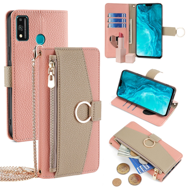 For Honor 9X Lite Crossbody Litchi Texture Leather Phone Case(Pink) - Honor Cases by PMC TechLife | Online Shopping South Africa | PMC TechLife | Buy Now Pay Later Mobicred