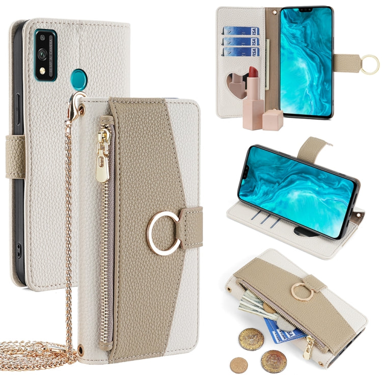 For Honor 9X Lite Crossbody Litchi Texture Leather Phone Case(White) - Honor Cases by PMC TechLife | Online Shopping South Africa | PMC TechLife | Buy Now Pay Later Mobicred