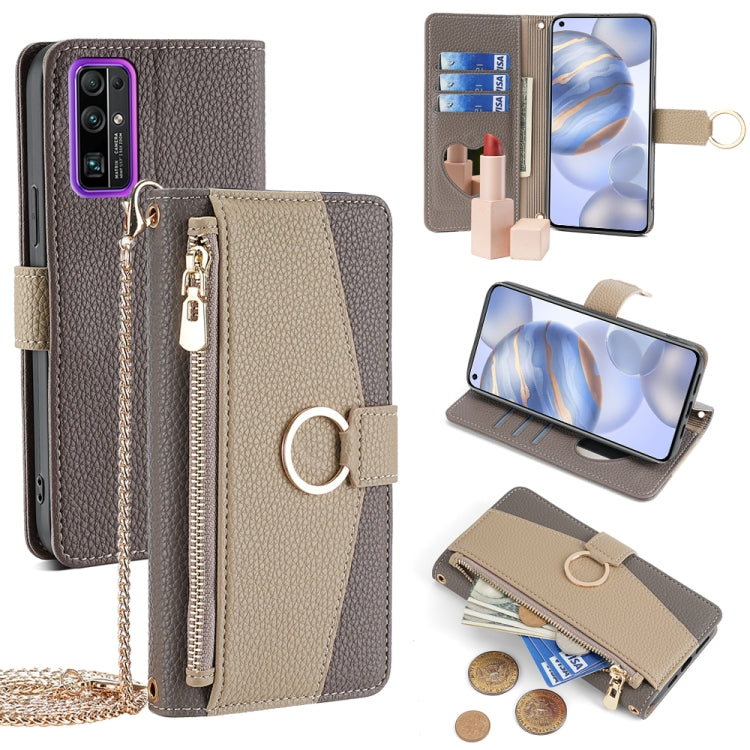 For Honor 30 Crossbody Litchi Texture Leather Phone Case(Grey) - Honor Cases by PMC TechLife | Online Shopping South Africa | PMC TechLife | Buy Now Pay Later Mobicred