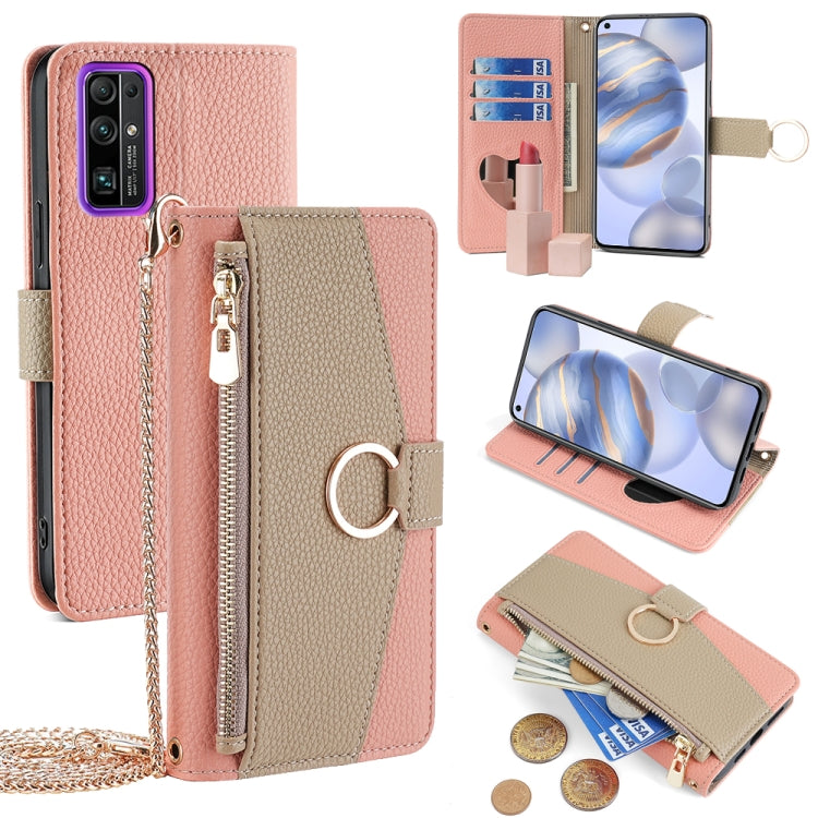 For Honor 30 Crossbody Litchi Texture Leather Phone Case(Pink) - Honor Cases by PMC TechLife | Online Shopping South Africa | PMC TechLife | Buy Now Pay Later Mobicred