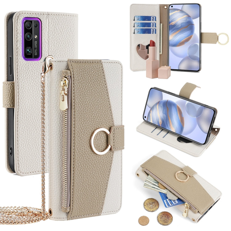 For Honor 30 Crossbody Litchi Texture Leather Phone Case(White) - Honor Cases by PMC TechLife | Online Shopping South Africa | PMC TechLife | Buy Now Pay Later Mobicred