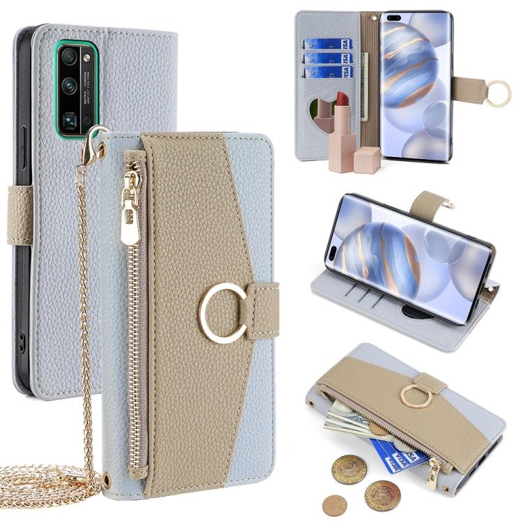 For Honor 30 Pro Crossbody Litchi Texture Leather Phone Case(Blue) - Honor Cases by PMC TechLife | Online Shopping South Africa | PMC TechLife | Buy Now Pay Later Mobicred